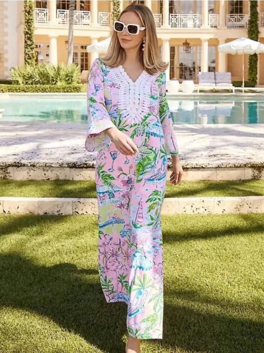 NWT Lilly Pulitzer Ocleppo Maxi Caftan Conch Shell Pink Oversized Sunny Dee 4